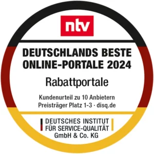 Auszeichnung Rabatt-Coupon als drittbestes Rabatt-Portal Deutschlands von ntv.